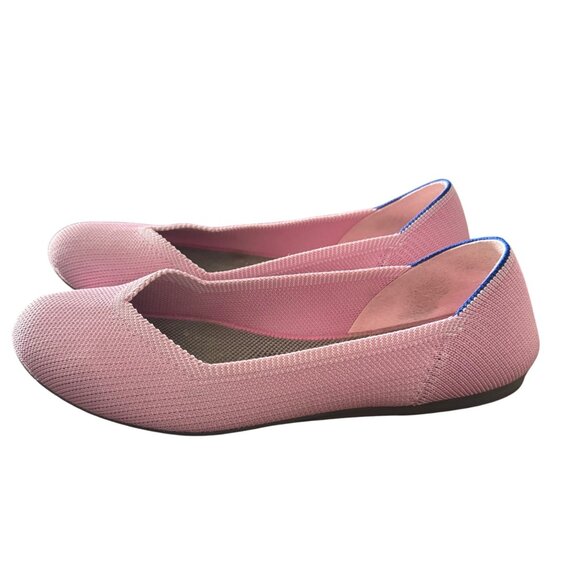 Rothys Women's W7 Pink Knit Flats With Blue Heel Accent - Picture 9 of 9